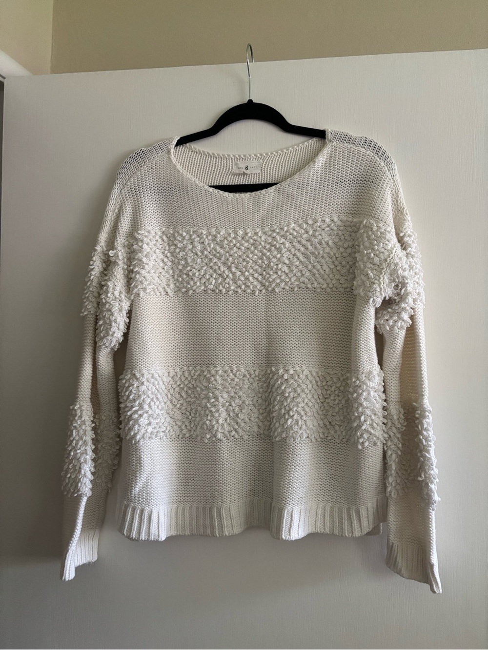 Lou & Grey Cream Chunky Textured Crewneck Sweater